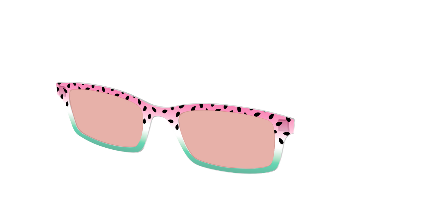 The Watermelon Crystal with Coral Pink Lens - Angle Top Image - Pair Eyewear