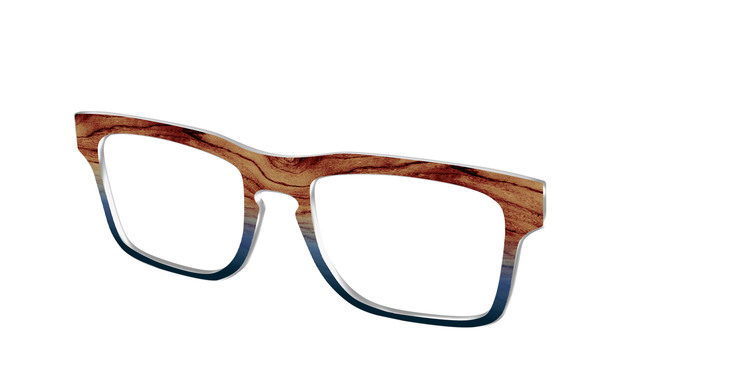 The Denim Woodgrain Split - Angle Top Image - Pair Eyewear