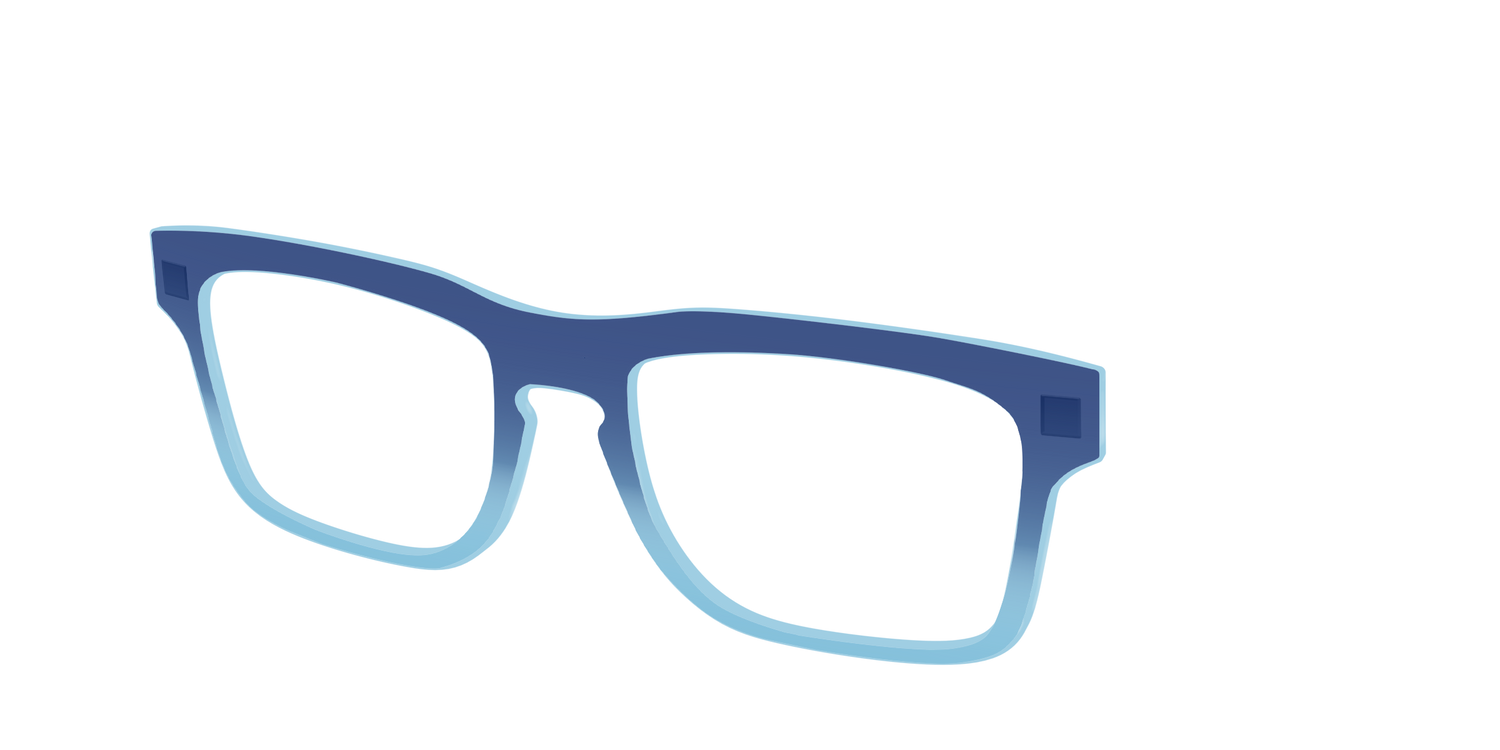 The Indigo to Sky Blue Gradient Crystal - Angle Top Image - Pair Eyewear