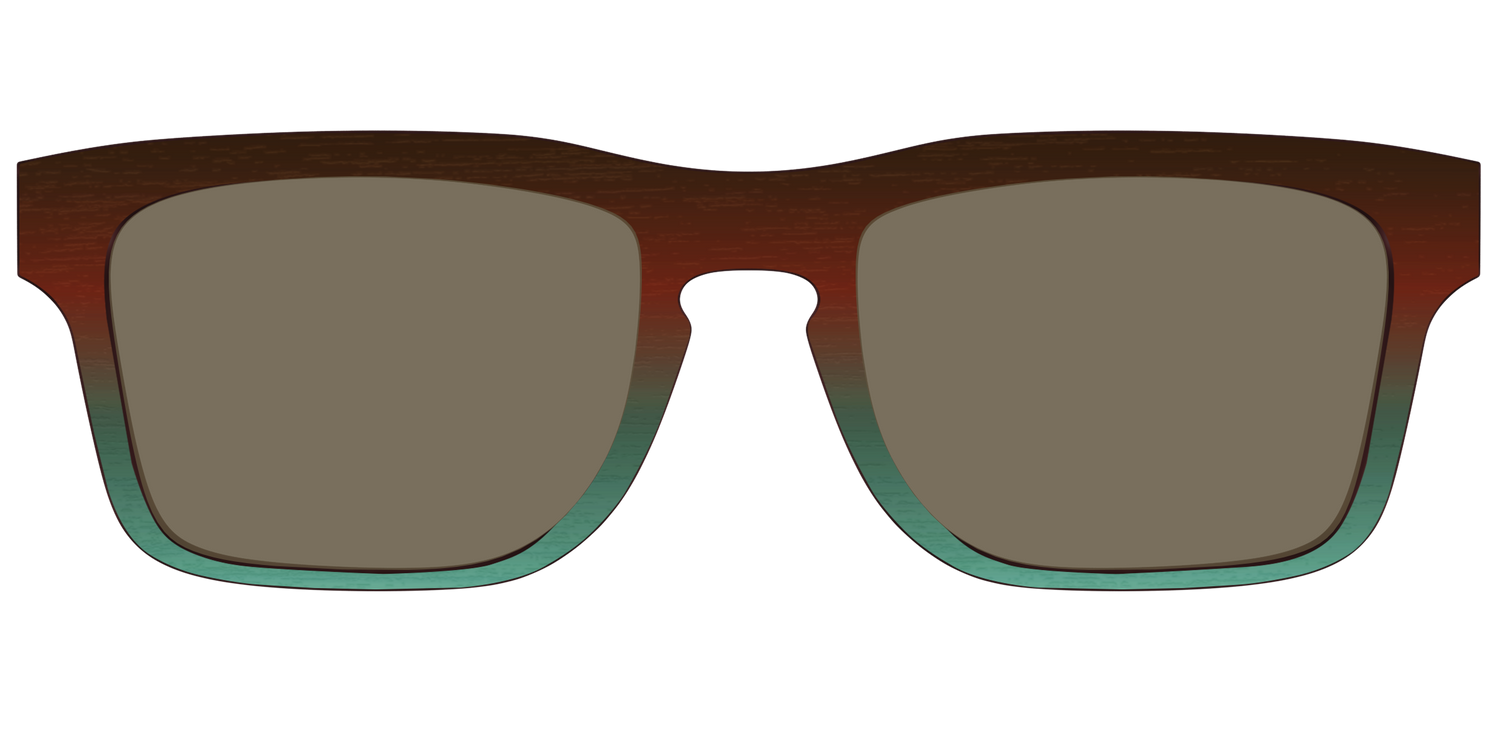 The Polarized Mahogany to Juniper Woodgrain Sun Top - Front Top Image - Pair Eyewear
