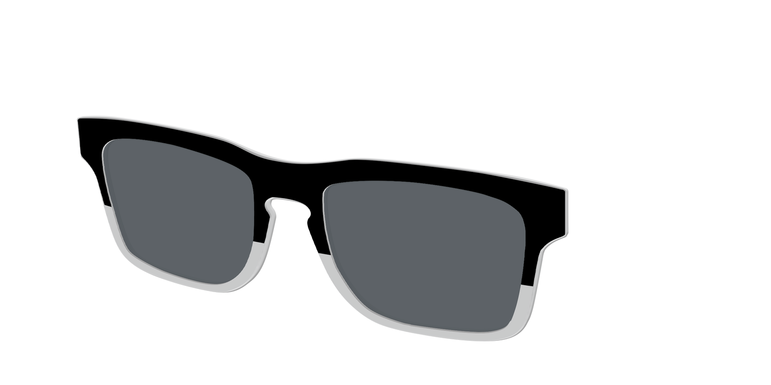 The Polarized Black to Gray Crystal Split Sun Top - Angle Top Image - Pair Eyewear
