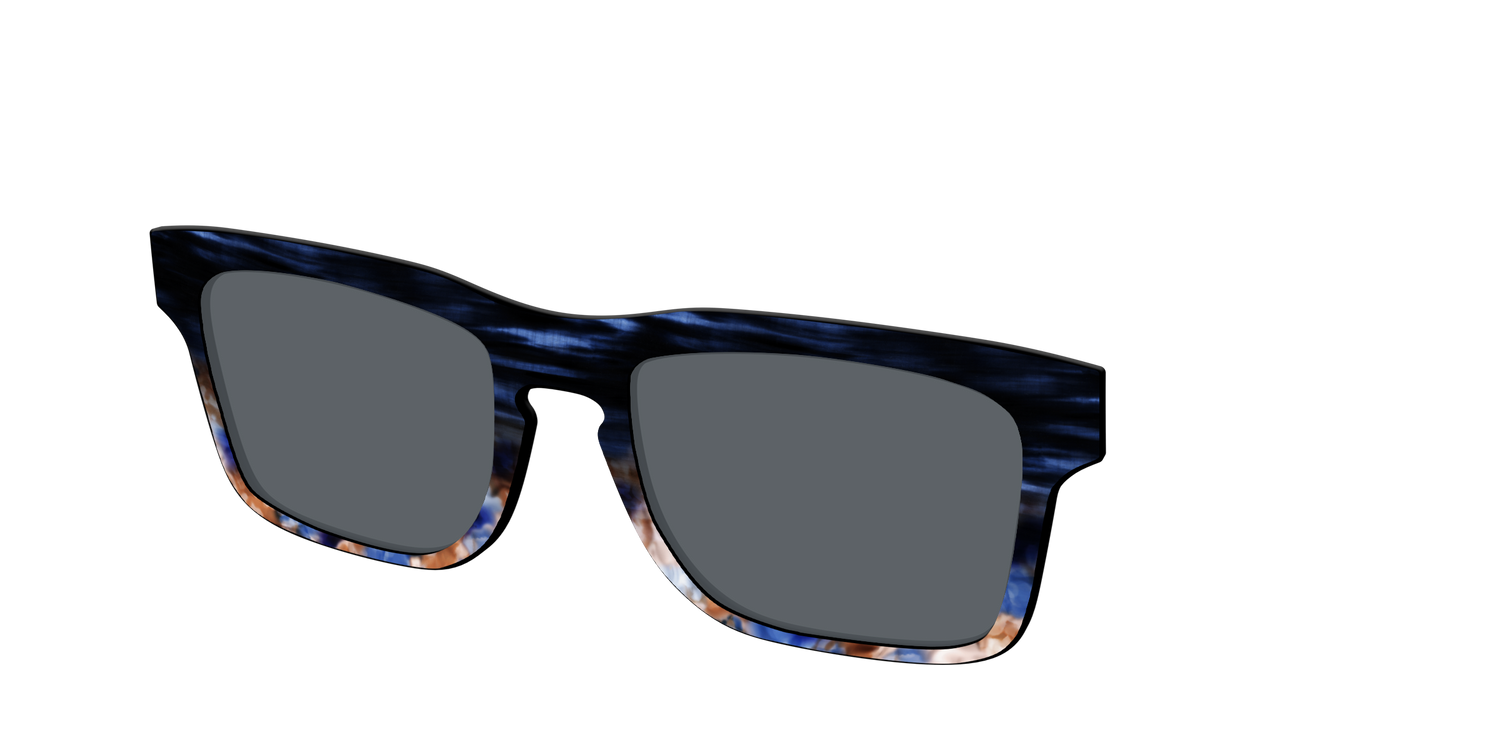 The Polarized Blue Horn Tortoise Sun Top - Angle Top Image - Pair Eyewear