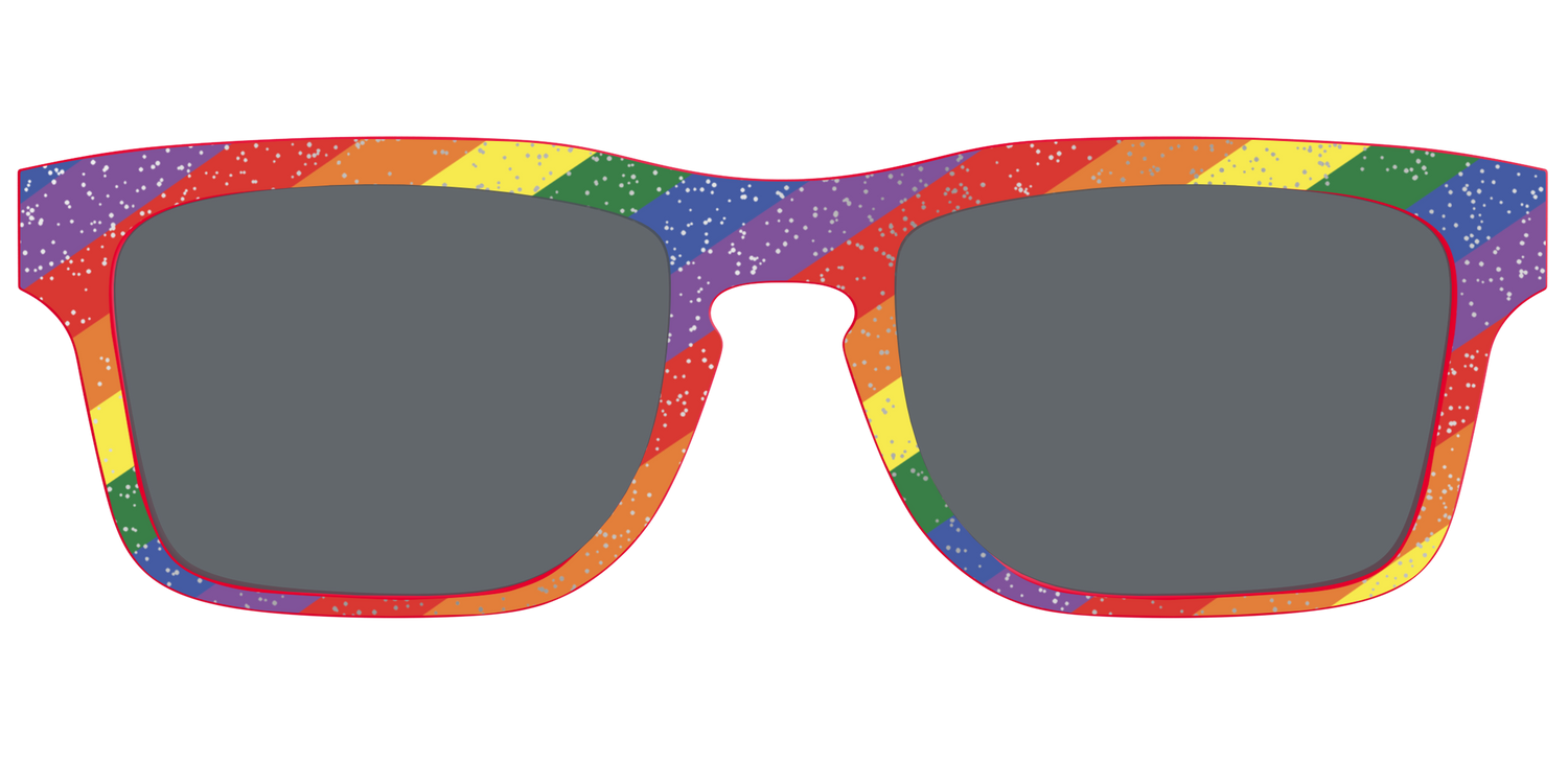 The Polarized Traditional Pride Flag Glitter Sun Top - Front Top Image - Pair Eyewear
