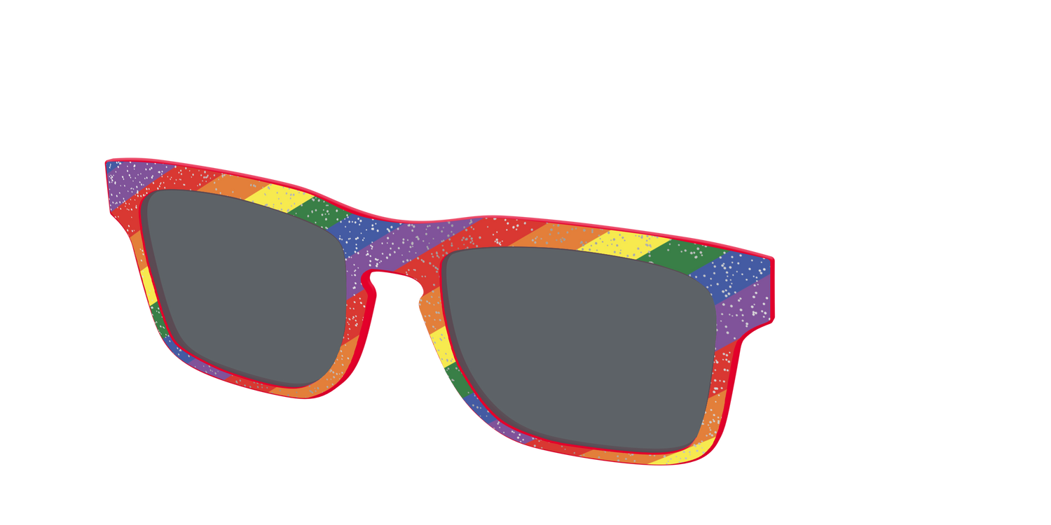 The Polarized Traditional Pride Flag Glitter Sun Top - Angle Top Image - Pair Eyewear