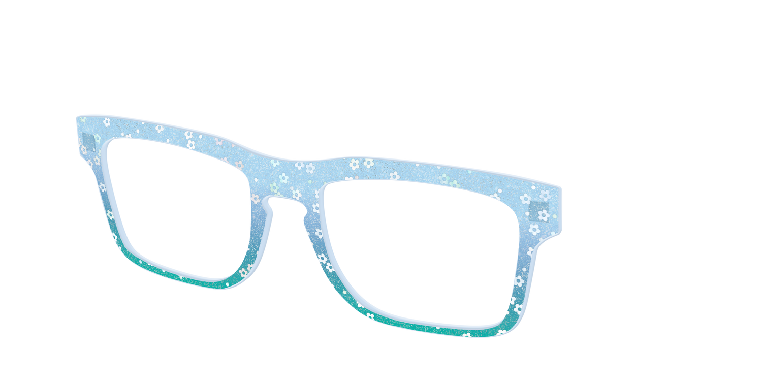 The Sky Blue Crystal with Daisy Glitter - Angle Top Image - Pair Eyewear