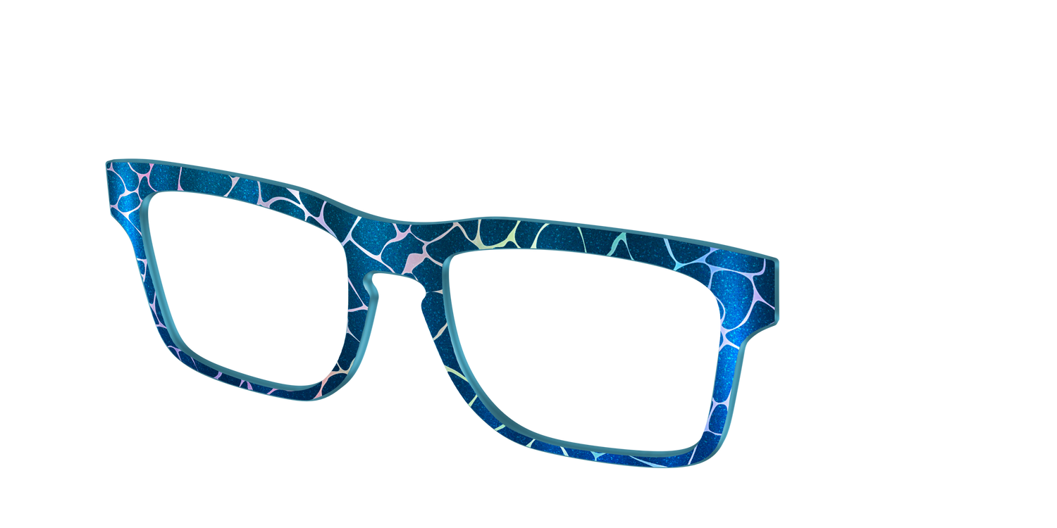 The Teal Shimmer Holographic Pool - Angle Top Image - Pair Eyewear