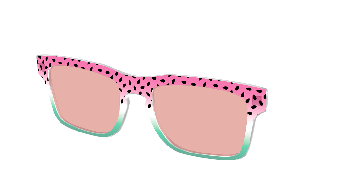 The Watermelon Crystal with Coral Pink Lens - Angle Top Image - Pair Eyewear