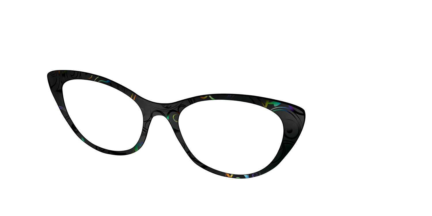 The Black Holographic Scrolls - Angle Top Image - Pair Eyewear