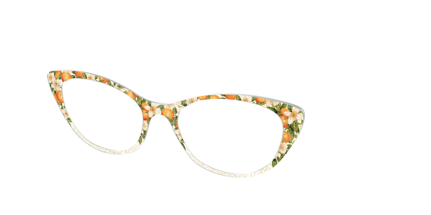 The Orange Blossom Glitter Crystal - Angle Top Image - Pair Eyewear
