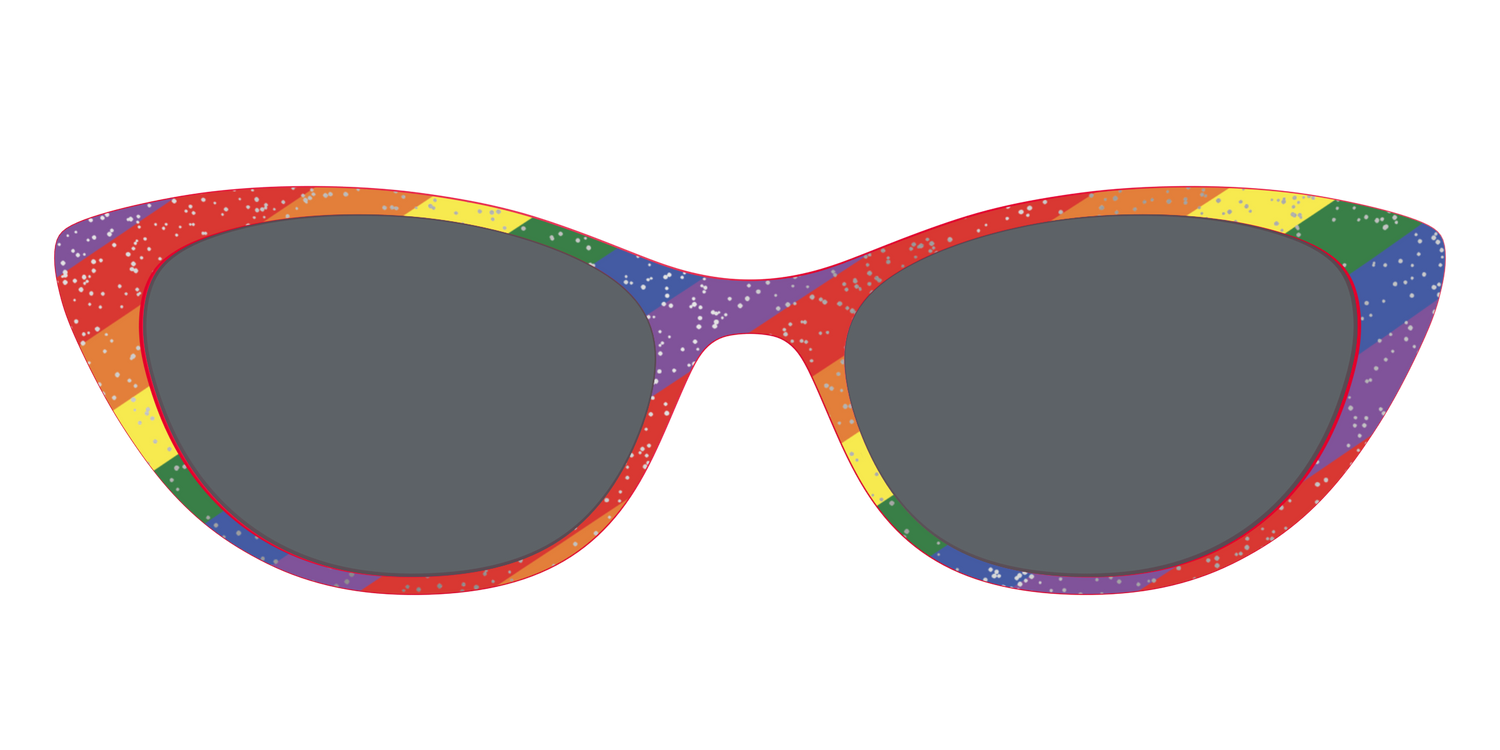 The Polarized Traditional Pride Flag Glitter Sun Top - Front Top Image - Pair Eyewear
