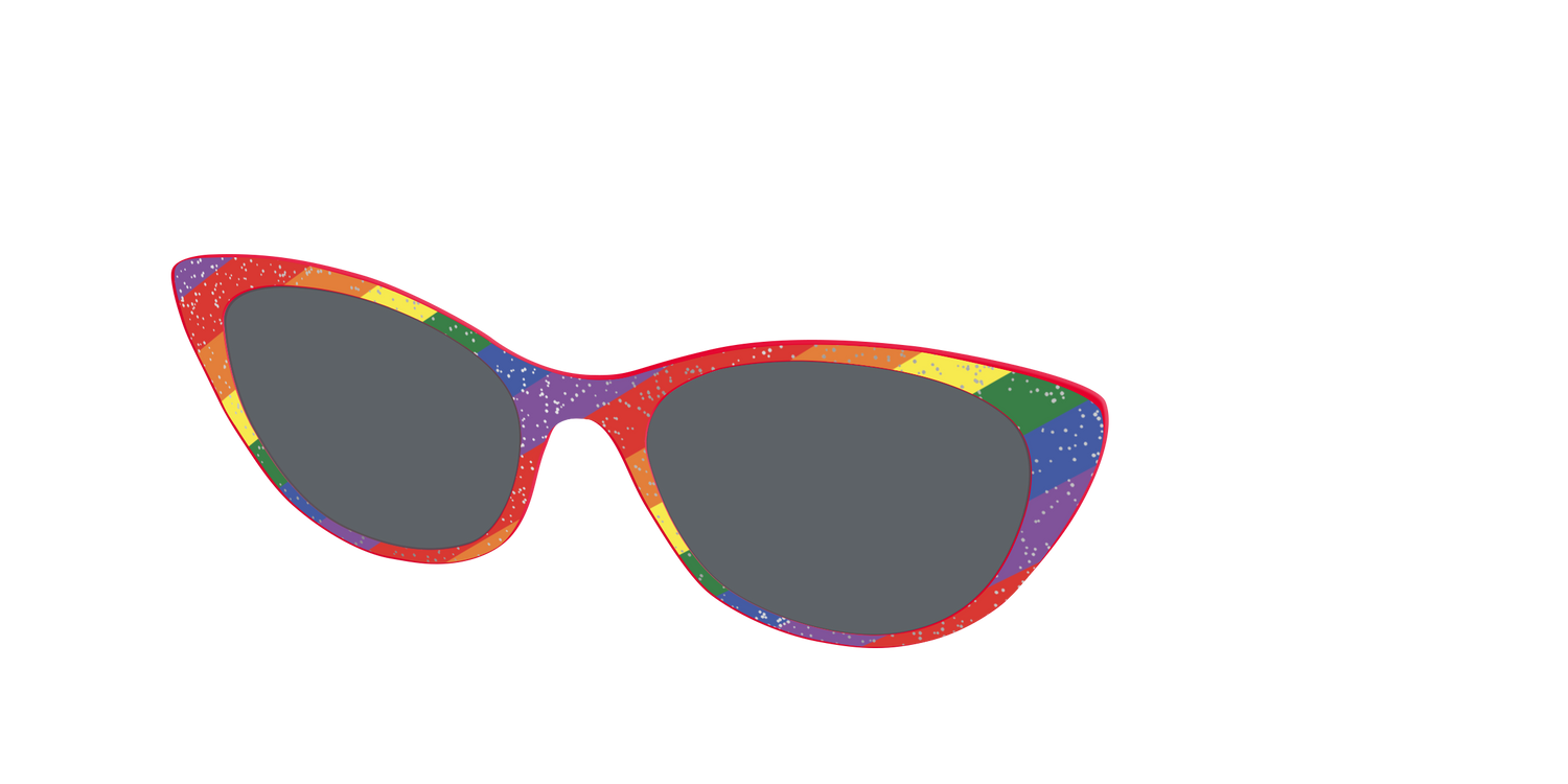 The Polarized Traditional Pride Flag Glitter Sun Top - Angle Top Image - Pair Eyewear