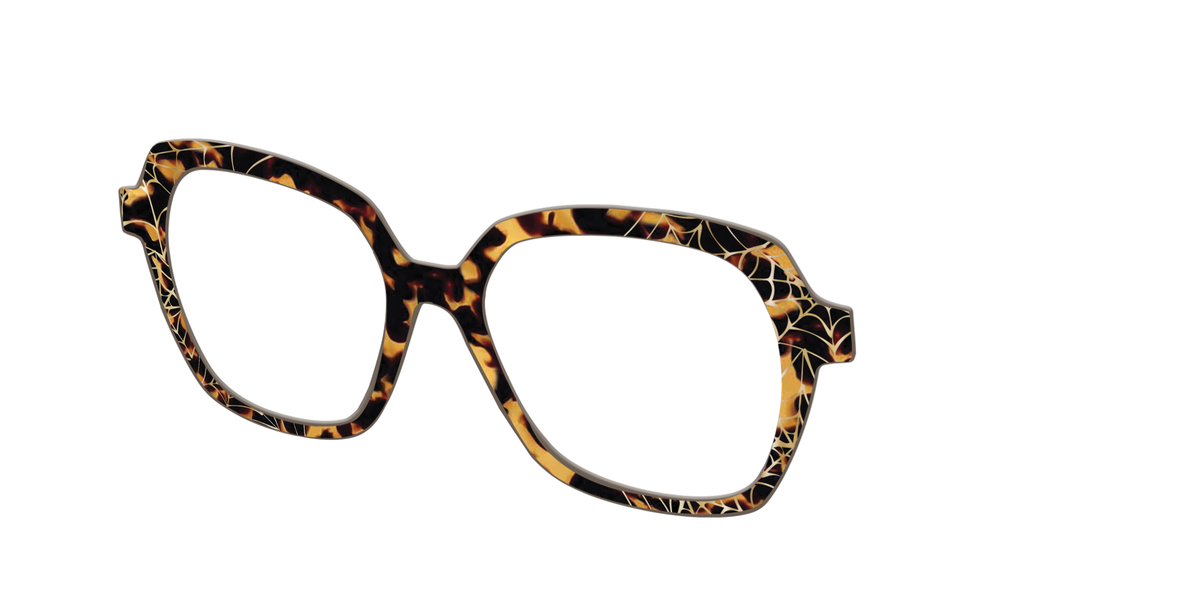 The Haunted Tortoise with Gold Foil Webs - Angle Top Image - Pair Eyewear