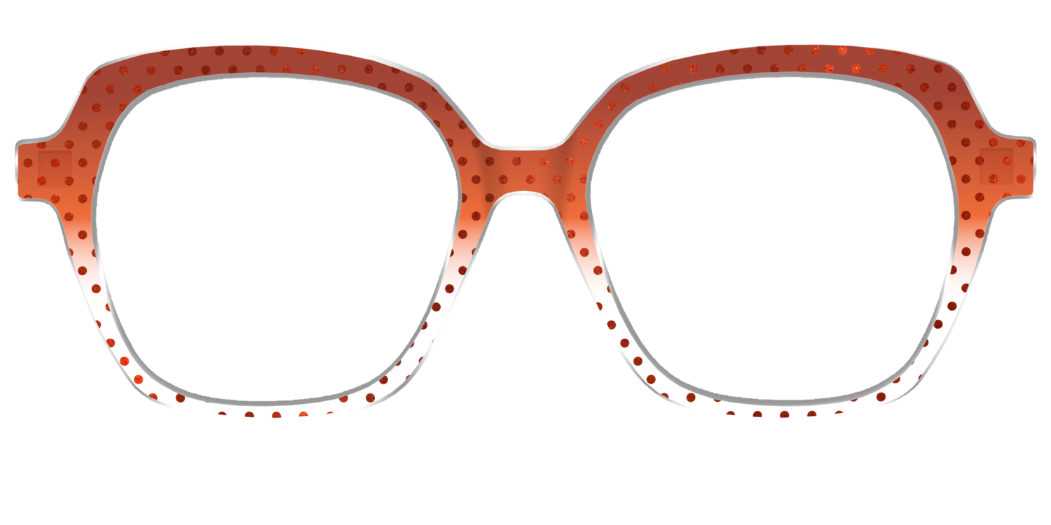 The Inferno Orange Gradient Crystal Polka Dots - Front Top Image - Pair Eyewear