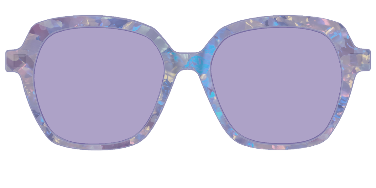 The Lavender Pearl Tort With Celestial Purple lens - Front Top Image - Pair Eyewear