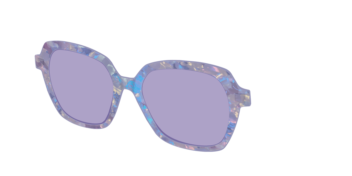 The Lavender Pearl Tort With Celestial Purple lens - Angle Top Image - Pair Eyewear
