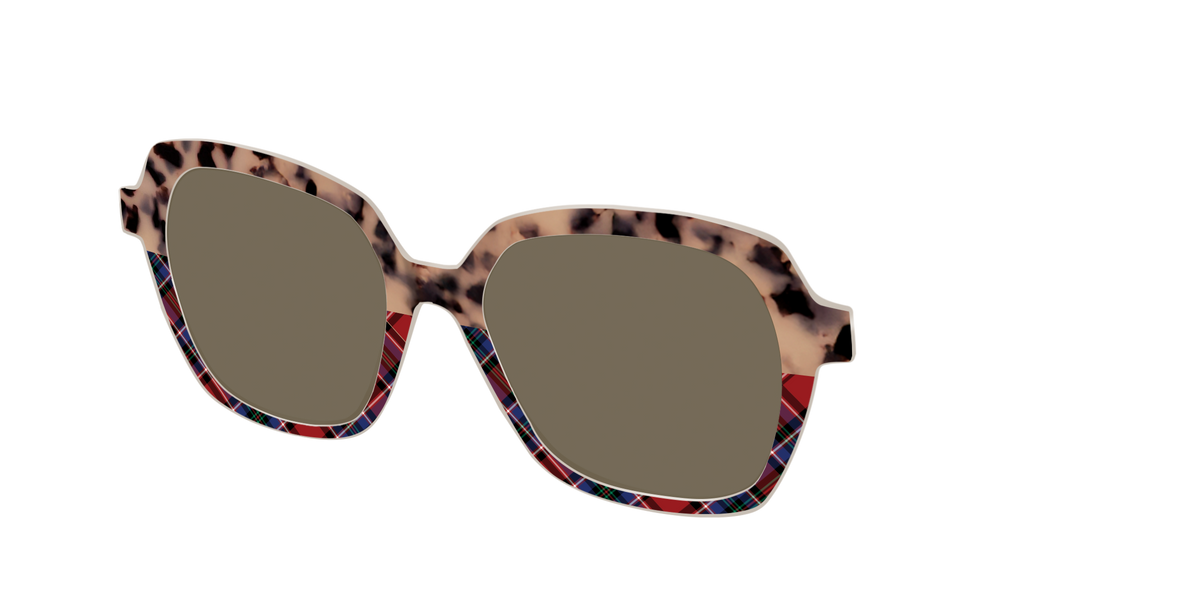 The Polarized Cookie Dough Tortoise & Plaid Split Sun Top - Angle Top Image - Pair Eyewear