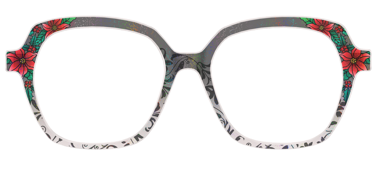 The Romantic Poinsettia Holographic Crystal - Front Top Image - Pair Eyewear