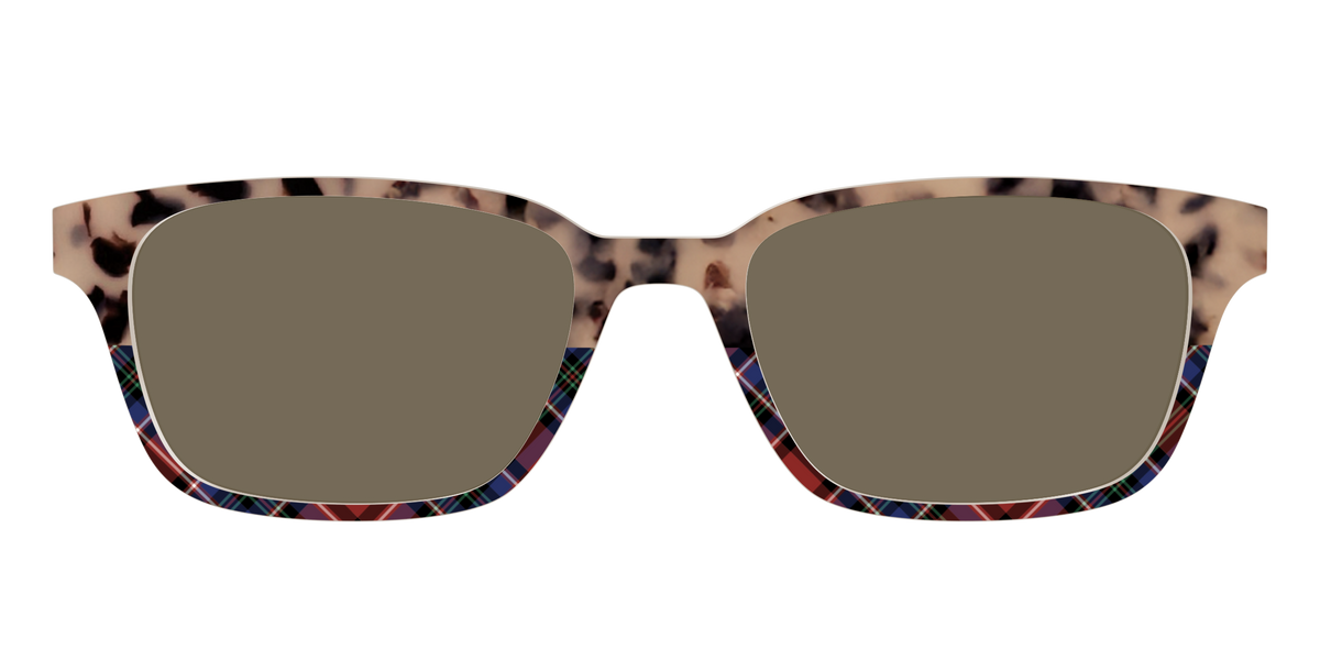 The Polarized Cookie Dough Tortoise & Plaid Split Sun Top - Front Top Image - Pair Eyewear