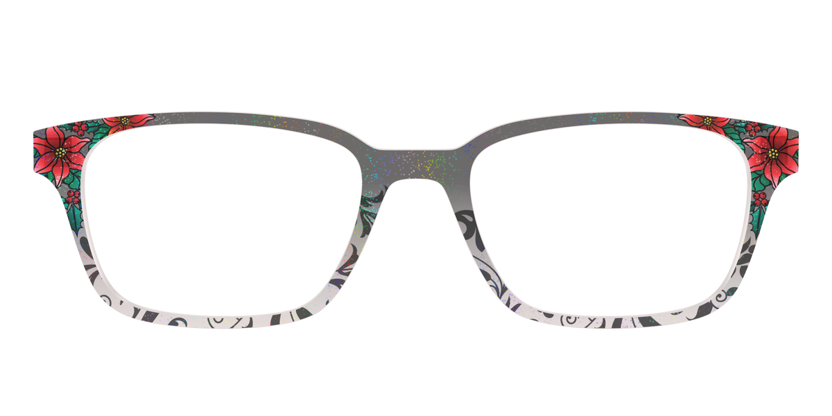 The Romantic Poinsettia Holographic Crystal - Front Top Image - Pair Eyewear