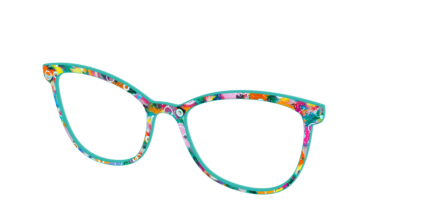 The Imaginative Tortoise with Bubble Glitter - Angle Top Image - Pair Eyewear