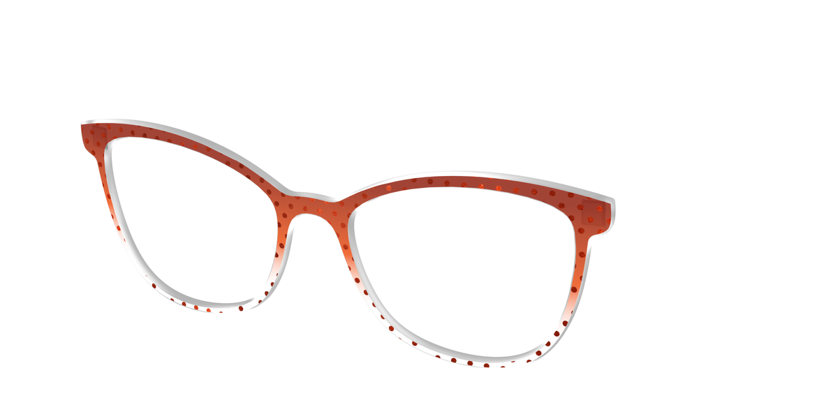 The Inferno Orange Gradient Crystal Polka Dots - Angle Top Image - Pair Eyewear