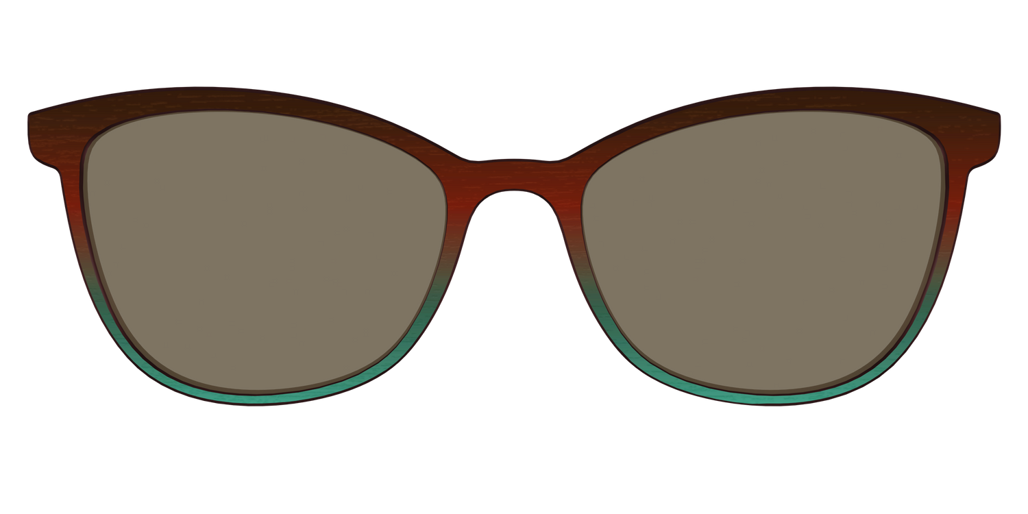 The Polarized Mahogany to Juniper Woodgrain Sun Top - Front Top Image - Pair Eyewear