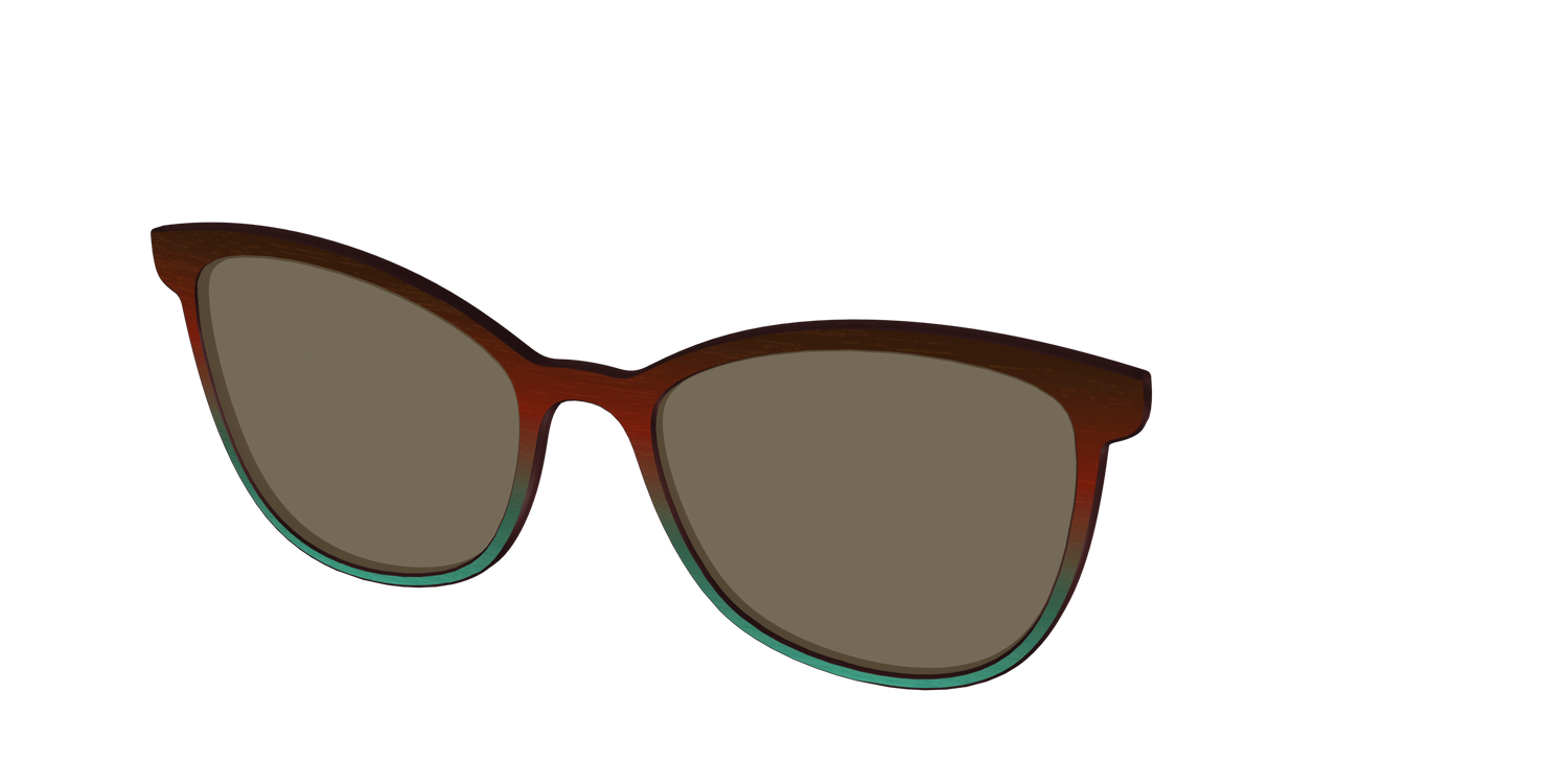 The Polarized Mahogany to Juniper Woodgrain Sun Top - Angle Top Image - Pair Eyewear