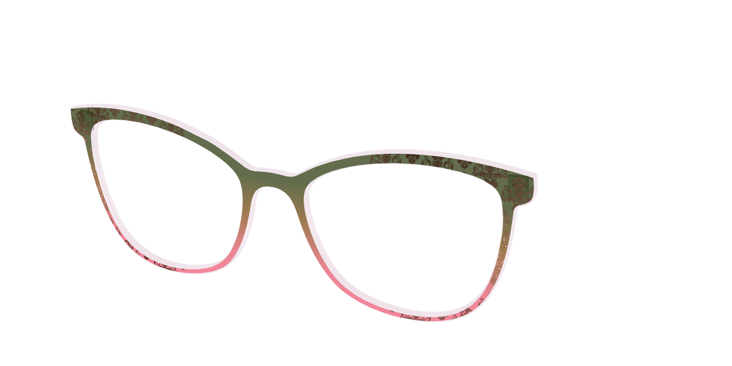 The Olive to Rose Trellis with Champagne Foil - Angle Top Image - Pair Eyewear