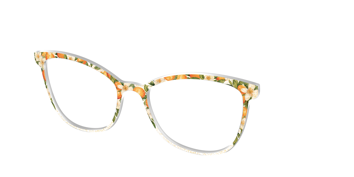The Orange Blossom Glitter Crystal - Angle Top Image - Pair Eyewear