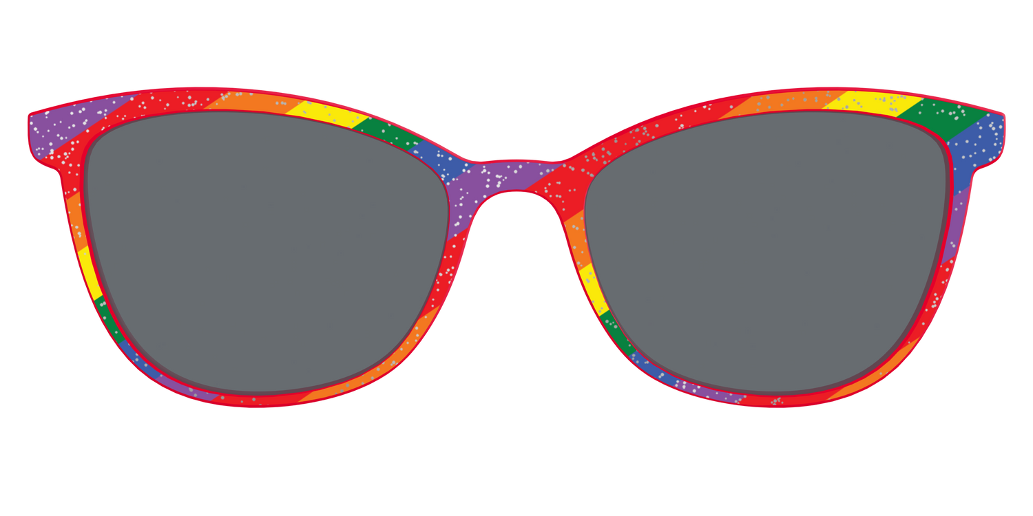 The Polarized Traditional Pride Flag Glitter Sun Top - Front Top Image - Pair Eyewear