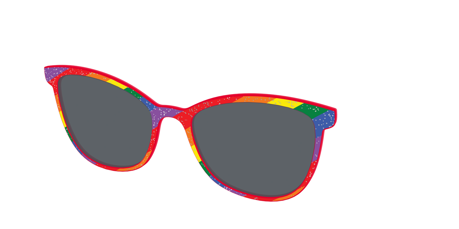 The Polarized Traditional Pride Flag Glitter Sun Top - Angle Top Image - Pair Eyewear