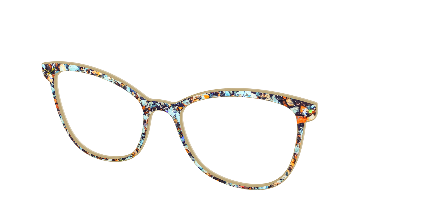 The Seashell Tortoise with Holographic Glitter - Angle Top Image - Pair Eyewear