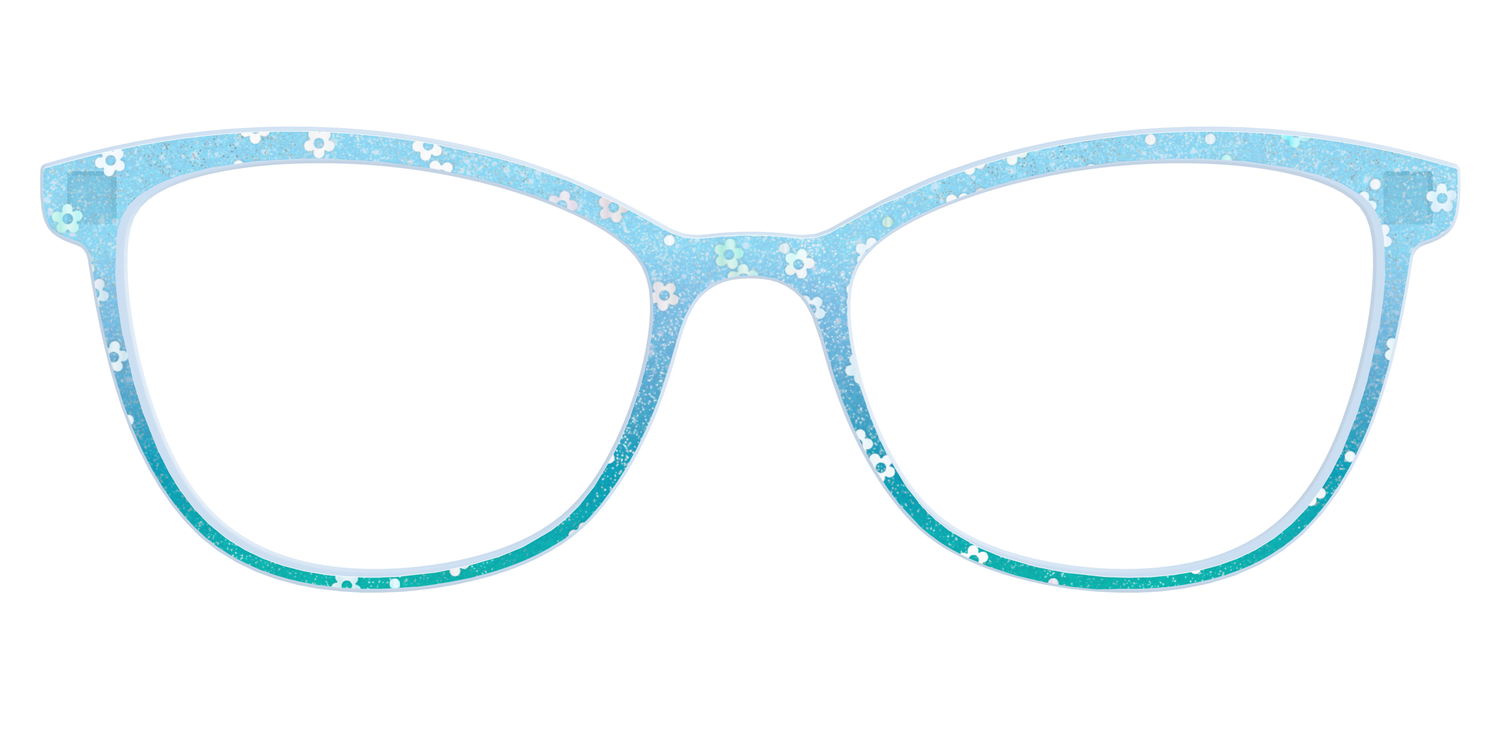 The Sky Blue Crystal with Daisy Glitter - Front Top Image - Pair Eyewear