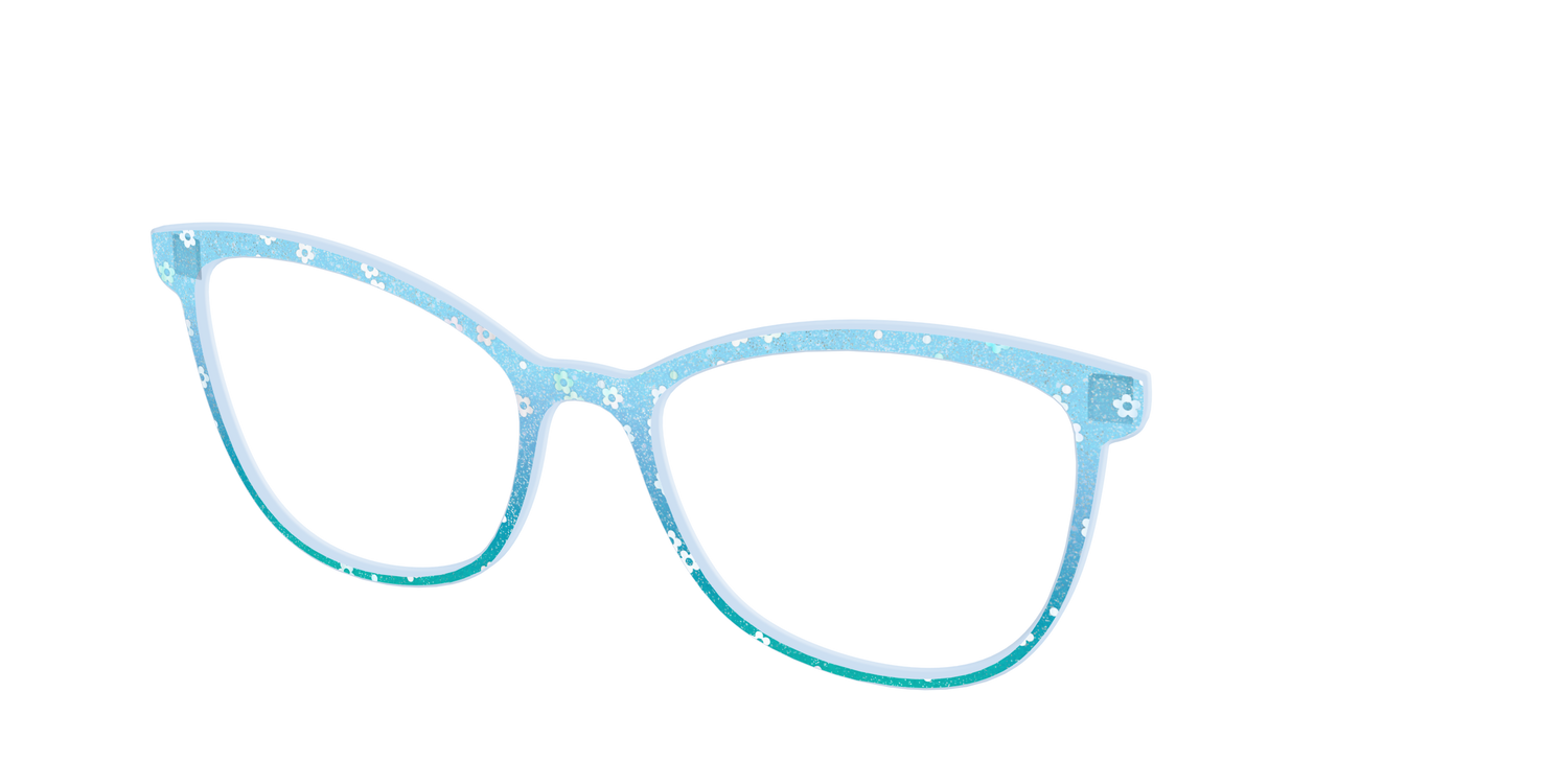 The Sky Blue Crystal with Daisy Glitter - Angle Top Image - Pair Eyewear