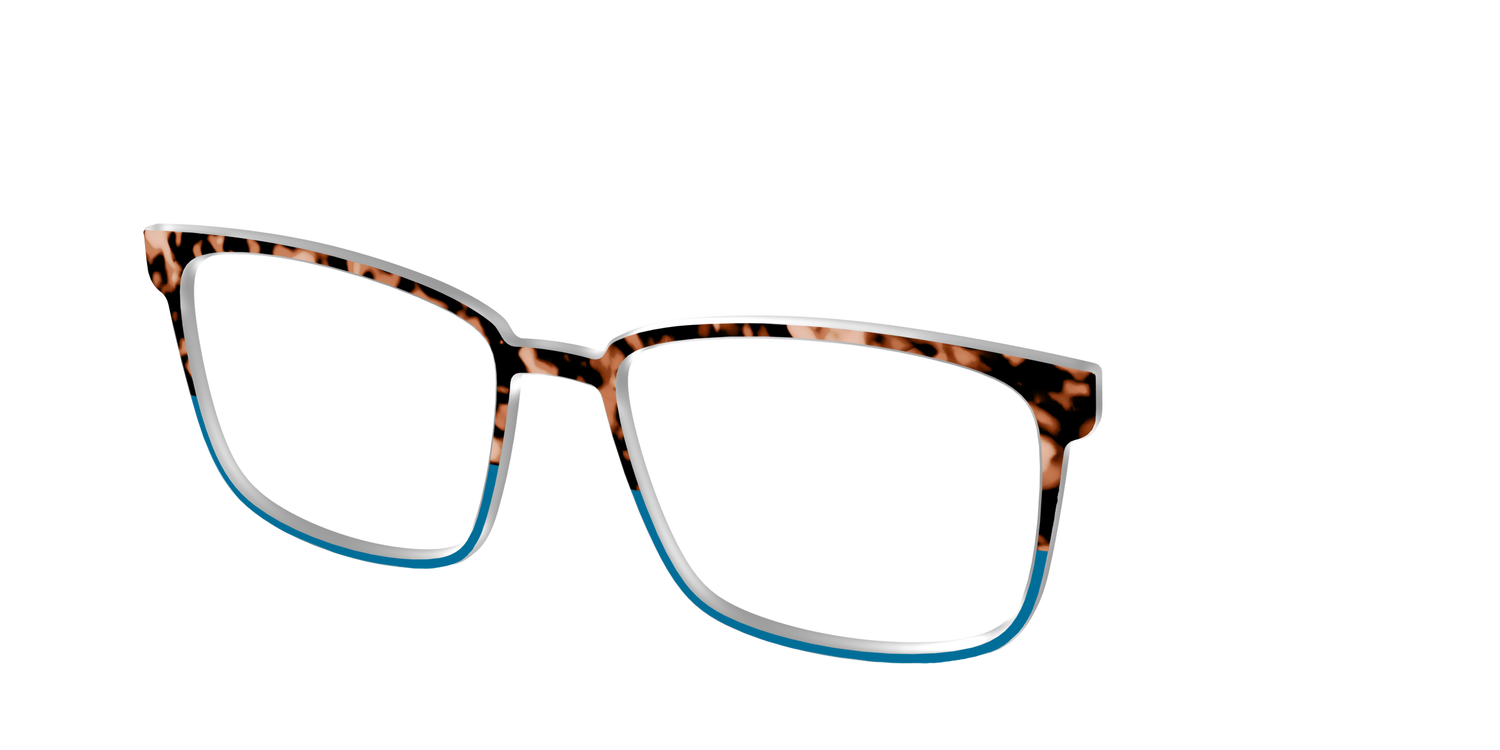 The Bondi Blue Tortoise Split - Angle Top Image - Pair Eyewear