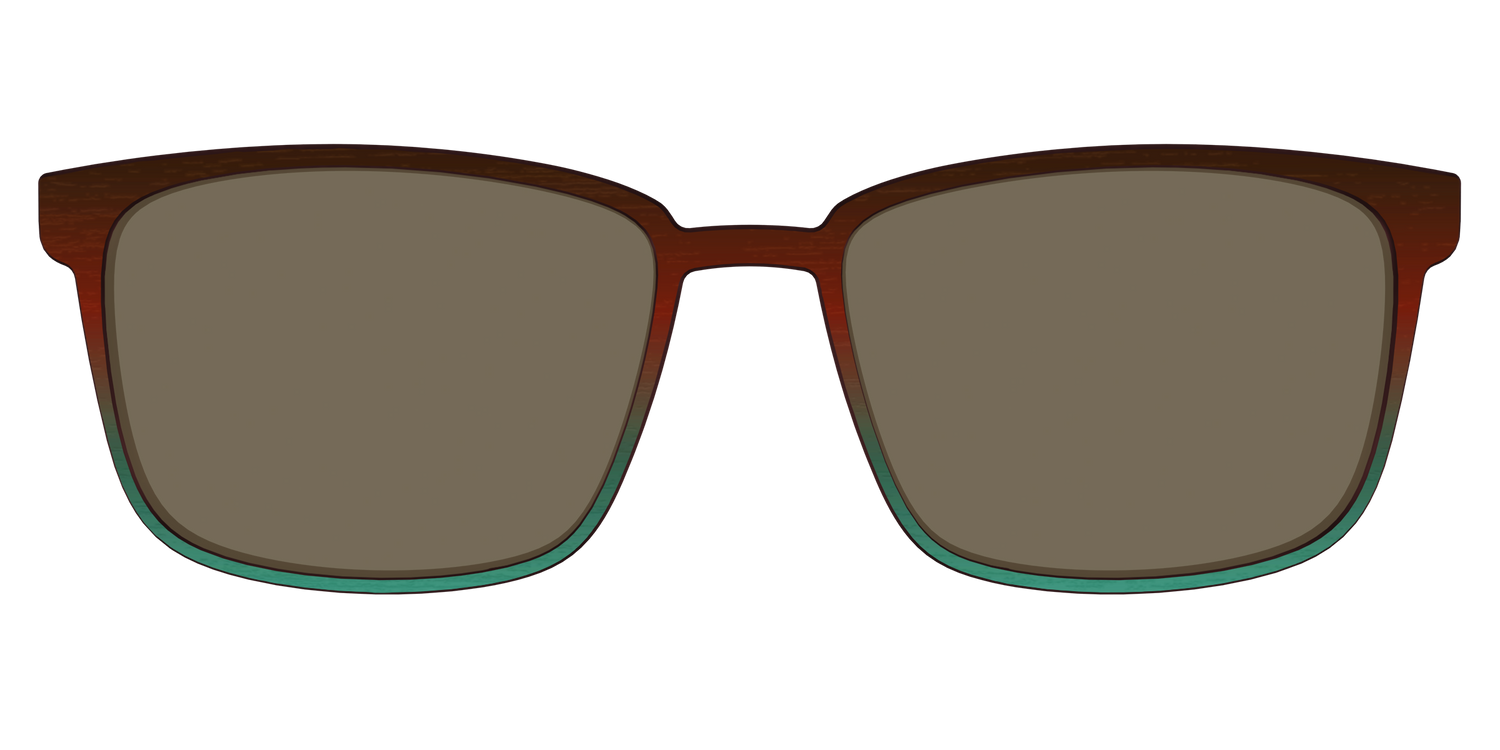 The Polarized Mahogany to Juniper Woodgrain Sun Top - Front Top Image - Pair Eyewear