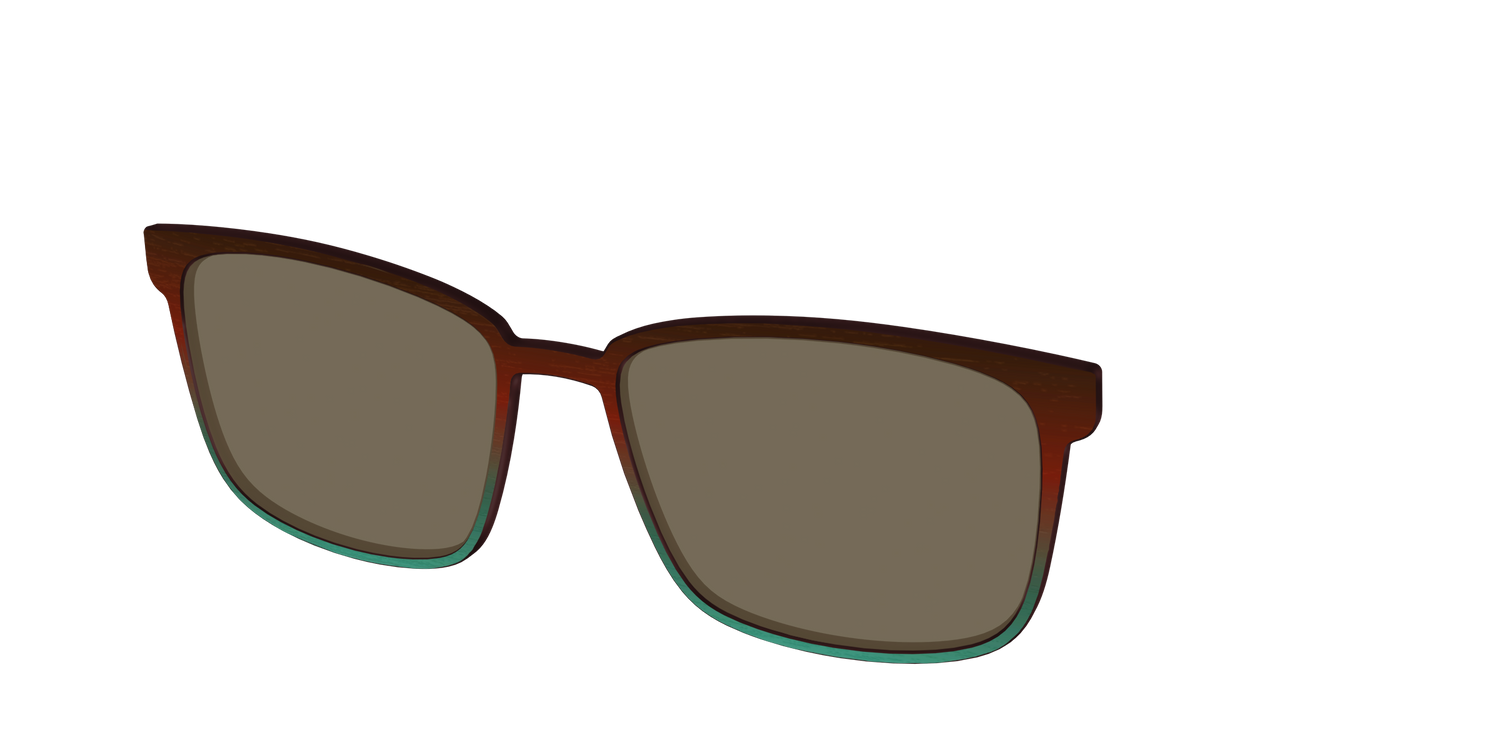 The Polarized Mahogany to Juniper Woodgrain Sun Top - Angle Top Image - Pair Eyewear