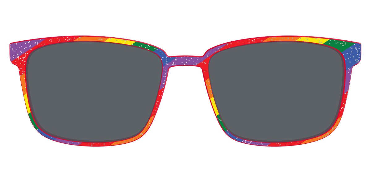 The Polarized Traditional Pride Flag Glitter Sun Top - Front Top Image - Pair Eyewear