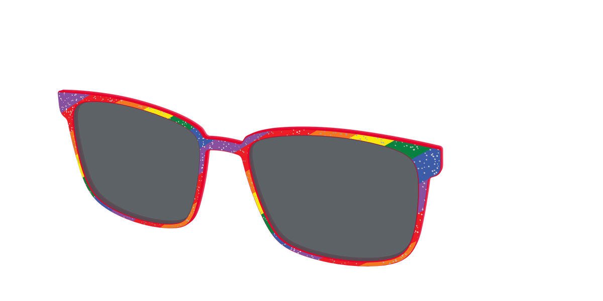 The Polarized Traditional Pride Flag Glitter Sun Top - Angle Top Image - Pair Eyewear
