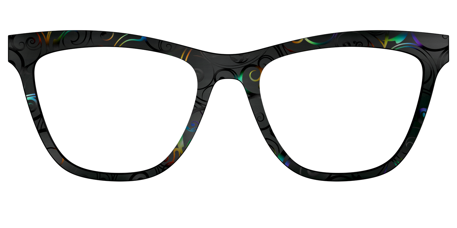 The Black Holographic Scrolls - Front Top Image - Pair Eyewear
