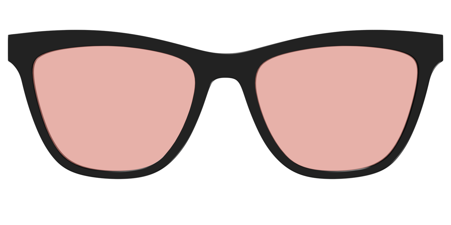 The Black With Coral Pink Lens - Front Top Image - Pair Eyewear