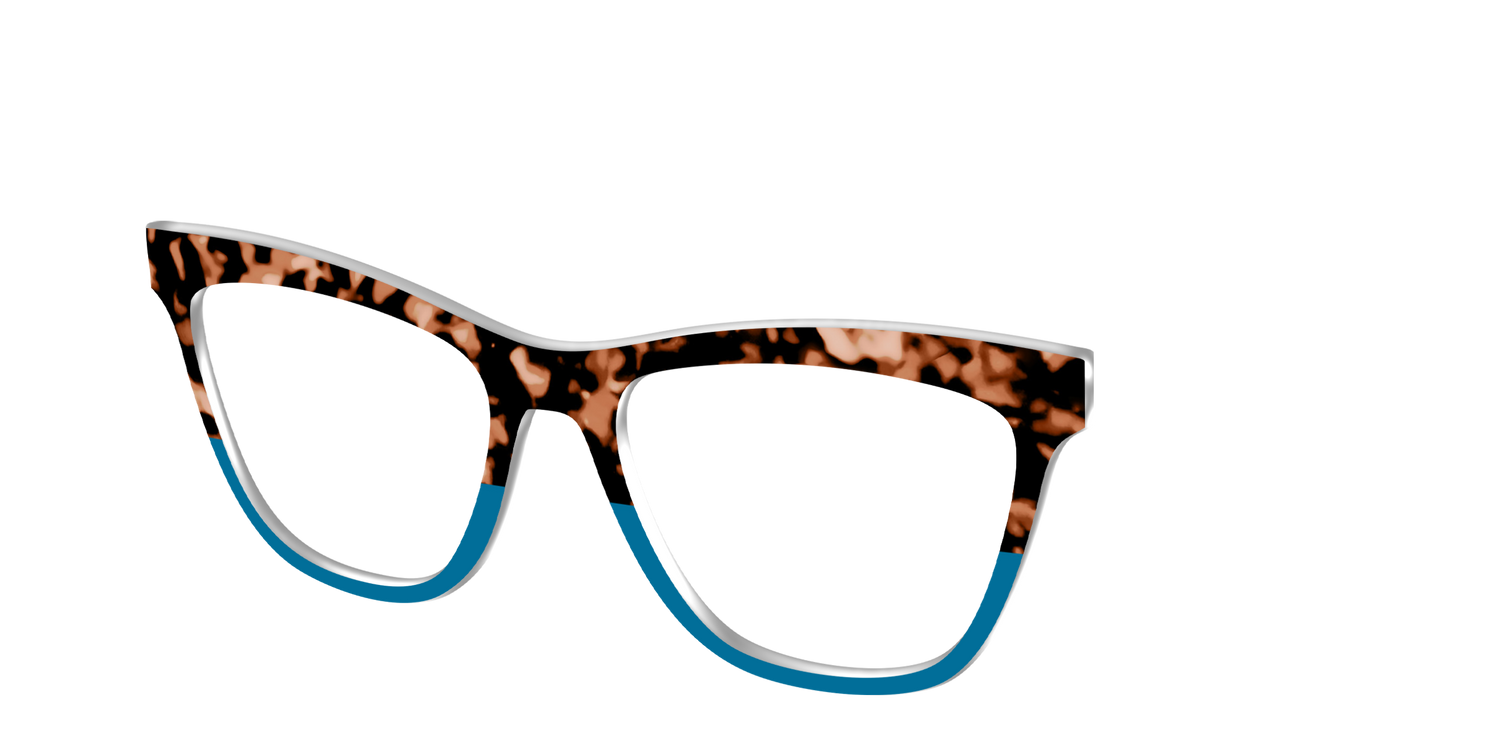 The Bondi Blue Tortoise Split - Angle Top Image - Pair Eyewear