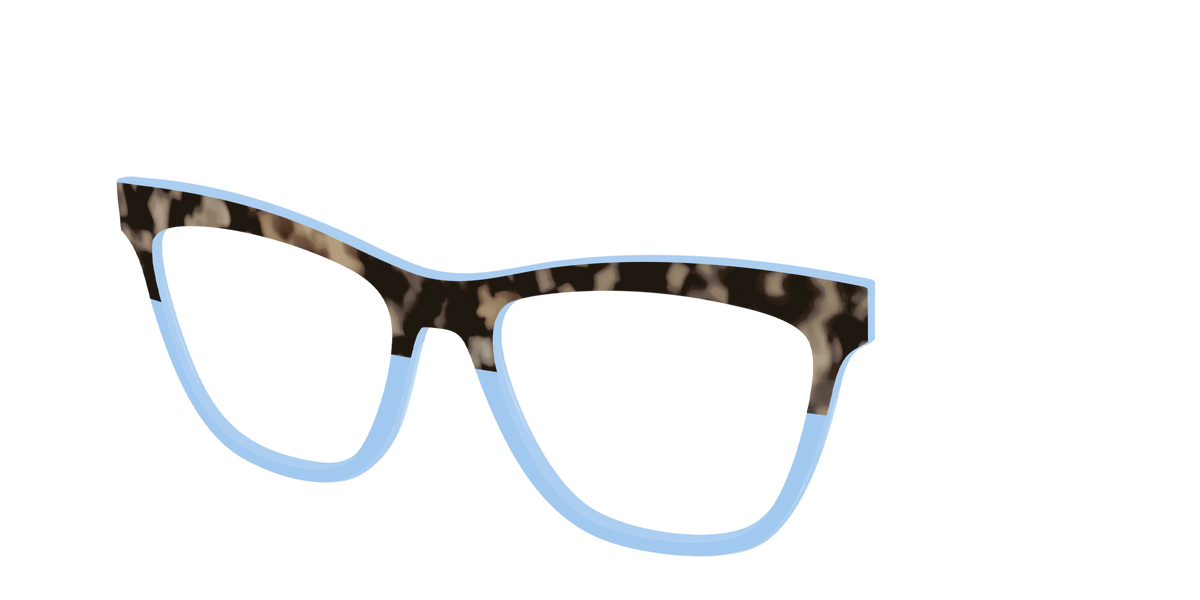 The Denim Tortoise Crystal Split - Angle Top Image - Pair Eyewear