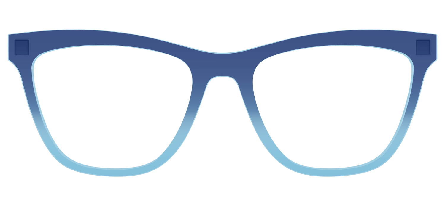 The Indigo to Sky Blue Gradient Crystal - Front Top Image - Pair Eyewear