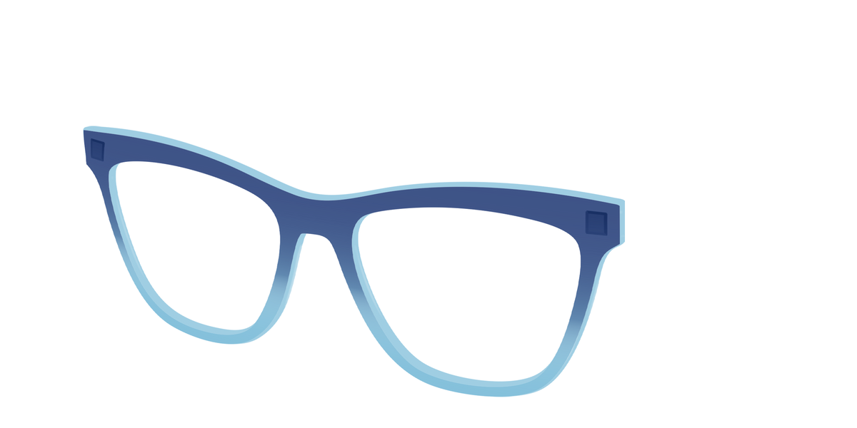 The Indigo to Sky Blue Gradient Crystal - Angle Top Image - Pair Eyewear