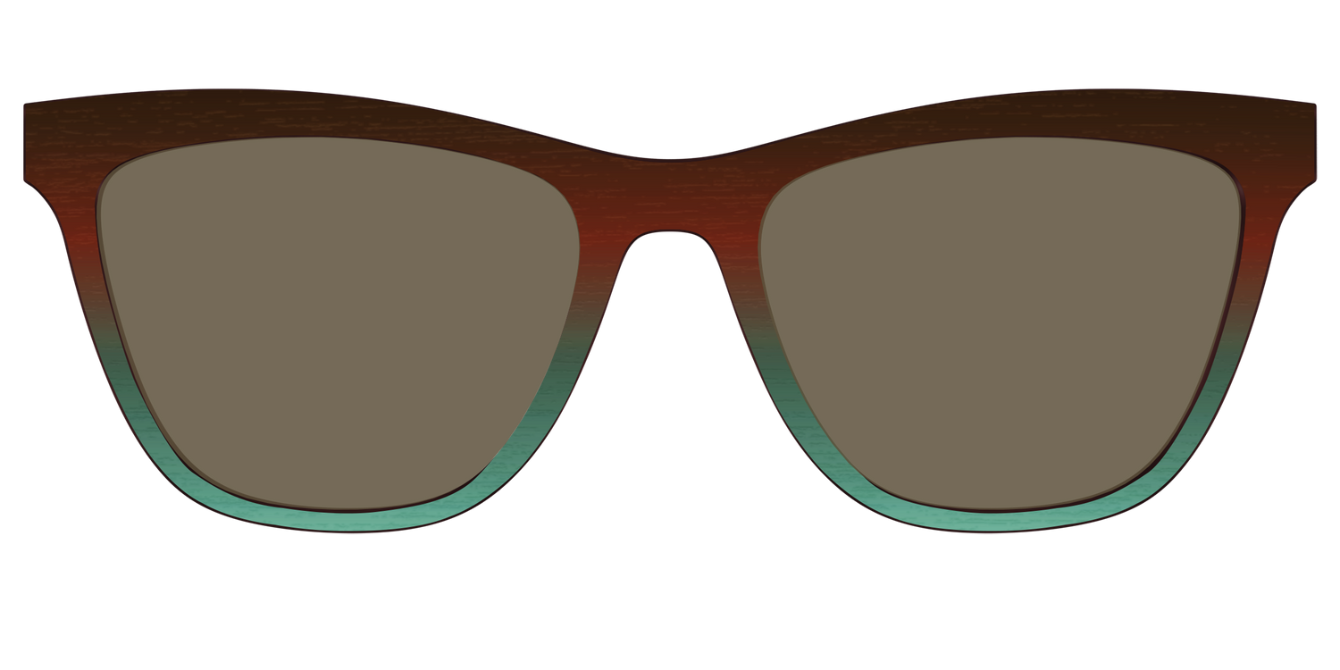 The Polarized Mahogany to Juniper Woodgrain Sun Top - Front Top Image - Pair Eyewear
