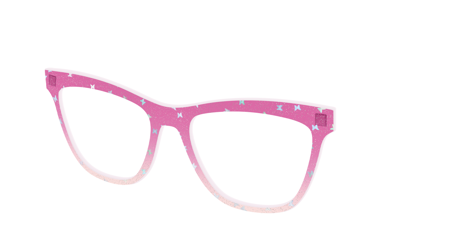 The Pink Butterfly Sparkle Crystal - Angle Top Image - Pair Eyewear