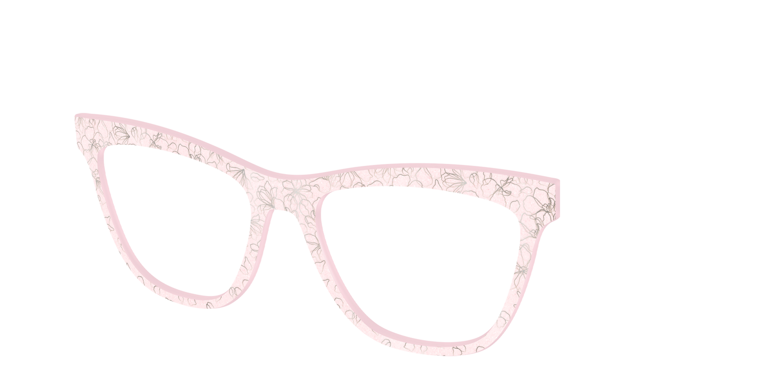 The Pink Shimmer Petals with Silver Foil - Angle Top Image - Pair Eyewear