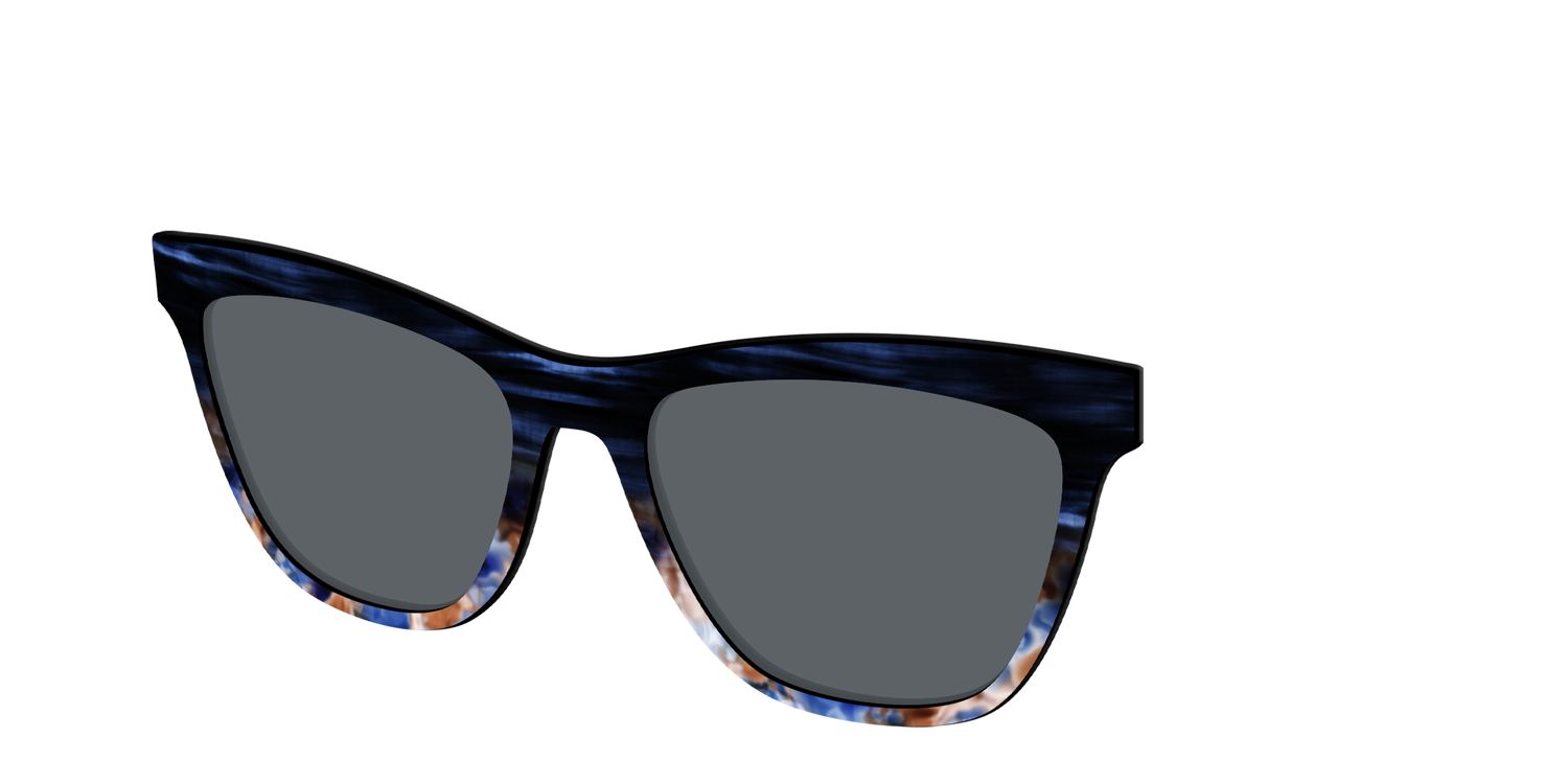 The Polarized Blue Horn Tortoise Sun Top - Angle Top Image - Pair Eyewear