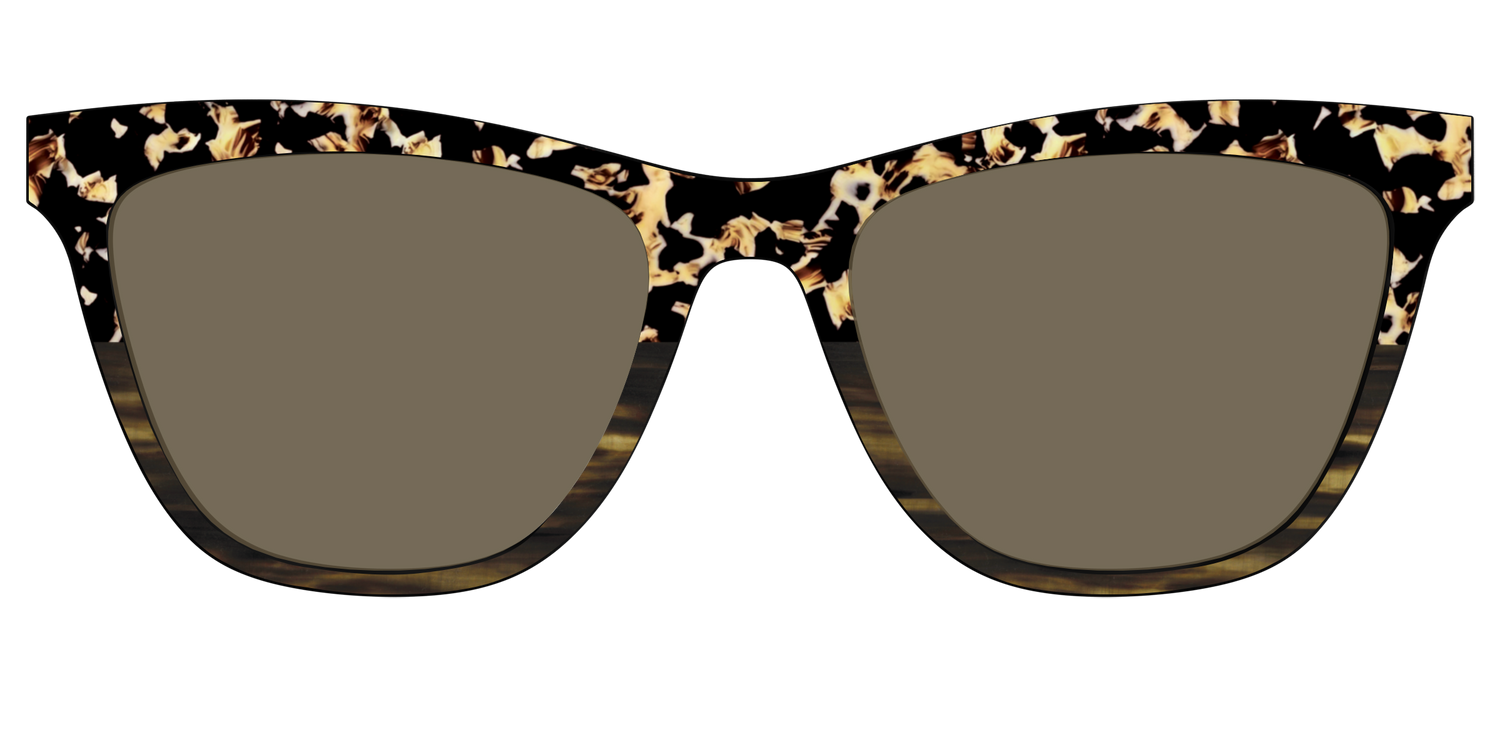 The Polarized Caramel Tortoise Horn Split Sun Top - Front Top Image - Pair Eyewear